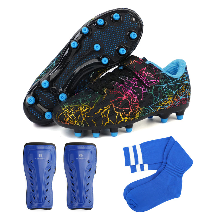 JuniorJet Firm Ground Soccer Cleats with Shin Guards and Socks